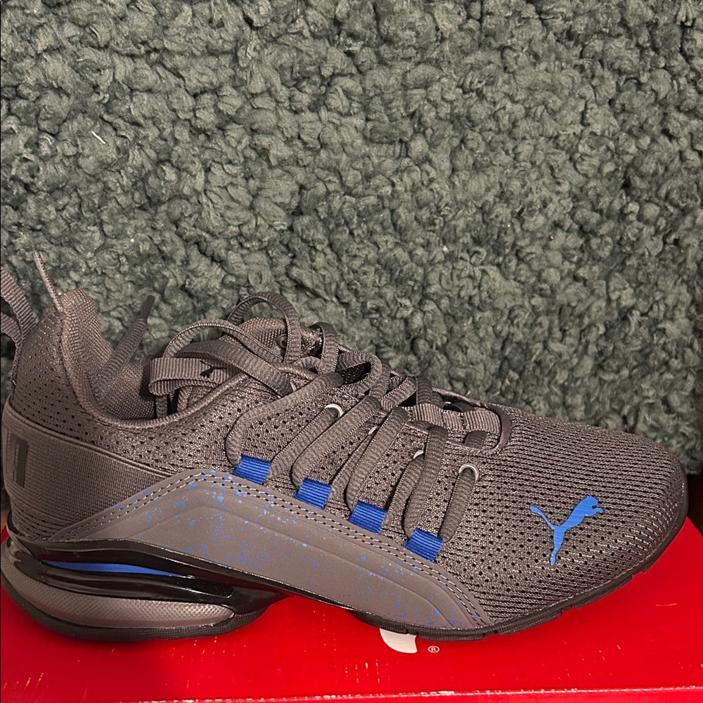 Puma Gray and Blue Athletic Sneakers